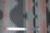 Flat swatch southwest pattern printed fabrics in pink/grey (light to dark grey and pink material and print)