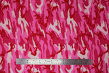 Flat swatch camo printed cotton flannel in shade pink