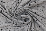 Swirled swatch grey/black stars fabric (grey fabric with small and medium tossed black stars solid and outlines allover)