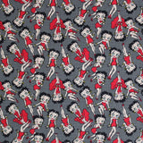 Square swatch Betty Boop fabric (grey fabric with tossed full colour Betty Boop characters allover in various poses)
