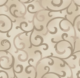 White fabric with light and dark grey fleur de lis looking pattern