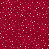 Medium bright pink/raspberry shade fabric with marbled colouring and white multi size polka dots