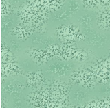 Light green/blue marbled fabric with dark leaves print allover