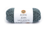 A ball of Lion Brand Jeans in colourway Vintage (mid cool grey  with flecks of dark cool grey and lighter cool grey)