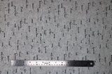 Flat swatch Parchment Words fabric (white fabric with grey and black cursive style text and words allover "love" "you" etc.)