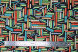 Flat swatch Books Black fabric (black fabric with tossed books/book bindings allover in various colours and styles)