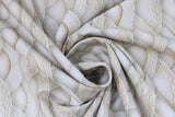 Swirled swatch layered plates fabric (cream coloured fabric with scalloped vintage cream colour decorative plate design)