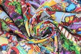 Swirled swatch Marvel (licensed) fabric in Comic Covers (vintage look comic covers collage)