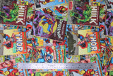 Flat swatch Marvel (licensed) fabric in Comic Covers (vintage look comic covers collage)