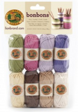 Package of 8 mini yarn balls in collection Nature (olive green, dusty pink, pale lavender, bright lavender, tan, brown, taupe and natural)