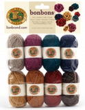 Package of 8 mini yarn balls in collection Party (metallic twisted strand; colours: silver, fuchsia, teal, navy, gold, bronze, red, chocolate brown)