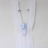 50cm medium light weight one way separating sportswear zipper in white half zipped