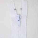 70cm medium light weight one way separating sportswear zipper in white half zipped