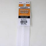 70cm medium weight one way separating activewear zipper with label in white
