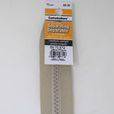 70cm medium weight one way separating activewear zipper with label in natural