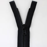 70cm medium weight one way separating activewear zipper in black half zipped