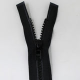 75cm medium weight one way separating activewear zipper in black half zipped