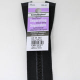 55cm medium weight two way separating activewear zipper in black with label