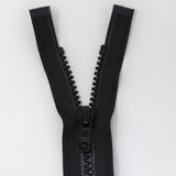 60cm medium weight two way separating activewear zipper in black half zipped