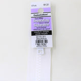 65cm medium weight two way separating activewear zipper in white with label