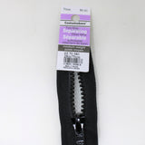 70cm medium weight two way separating activewear zipper in black with label