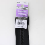 80cm medium weight two way separating activewear zipper in black with label