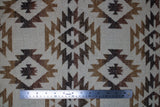 Flat swatch Cream/Brown fabric (cream fabric with tossed southwest style brown spiky triangle patterns allover)