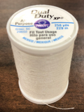 A 250yd spool of Coats & Clark Dual Duty All Purpose thread in Winter White