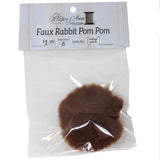 Faux Rabbit (Short Hair) Pom Pom with pin in packaging (red)
