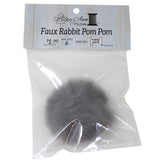 Faux Rabbit (Short Hair) Pom Pom with pin in packaging (grey)