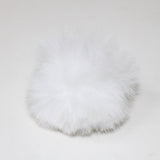 Faux Rabbit (Short Hair) Pom Pom with pin in white (front)