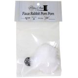 Faux Rabbit (Short Hair) Pom Poms in packaging (white)