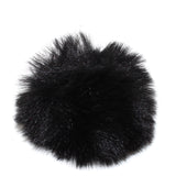 Faux Rabbit (Short Hair) Pom Poms in black (front)