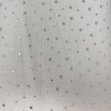 Square swatch silver foil stars printed fabric on white