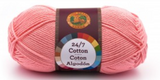 A single ball of Lion Brand 24/7 Cotton in Pink