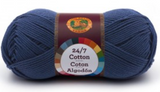 A single ball of Lion Brand 24/7 Cotton in Navy