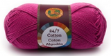 A single ball of Lion Brand 24/7 Cotton in Rose