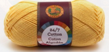 A single ball of Lion Brand 24/7 Cotton in Lemon
