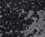 Square swatch sequin mesh (solid coloured mesh fabric with reflective sequins in same colourway) in shade black