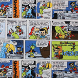 Square swatch Pinnocchio print fabric - comic book style