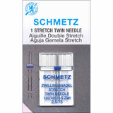 1 stretch twin sewing machine needle (two heads on one shank) in packaging size (11/75) 2.5mm
