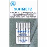 Pack of 5 sewing machine microtex sharp needles in packaging (10/70)