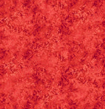Square swatch marbled look faint leafy print fabric in hot chili (bright red)