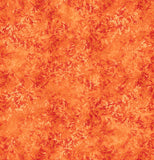 Square swatch marbled look faint leafy print fabric in orange crush (orange)
