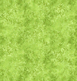 Square swatch marbled look faint leafy print fabric in citron (bright yellowy green)