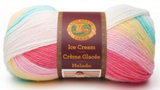 Ball of Lion Brand Ice Cream in colourway Tutti Frutti (bright pink, soft pink, yellow, turquoise, white)