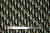 Flat swatch No Roads fabric (black fabric with future cars allover in grey colours with purple accents and yellow speed lines)