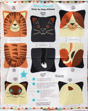 Full panel swatch - Kitty Friends Panel (45" x 35") (instructional panel to create 4 pillows 4 cats in various colours: orange, black, mixed, Siamese style)