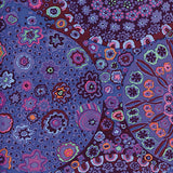 Swatch of millefiori printed fabric in blue