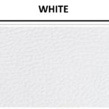 Swatch of pebbled vinyl in White with colour label